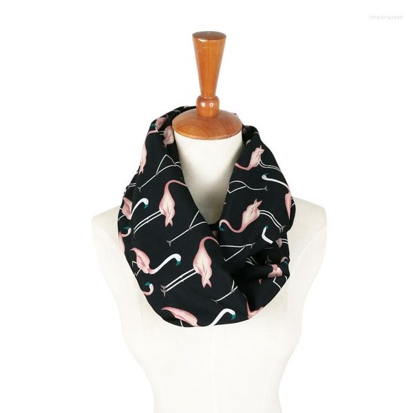 Bufandas Couverture Pañuelo de seda Mujeres Bird Animal Print Flamingo Ring Accesorios de moda Bandana Chiffon Hijab