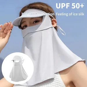Des écharpes couvrent le chapeau de plage en plein visage UV Protection de soie Soleil Soleil Drive Neck Protector Scred Screw Mask Sport Sun Facemask