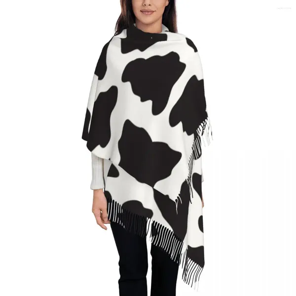 Croquage de vache à imprimé animal ranch châle enveloppe des femmes hiver grand foul