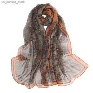 Craquins crêpe georgette écharpe vintage paisley léger respirant 160 * 50cm d'été châle doux châle mâle / coiffure coiffure 240409