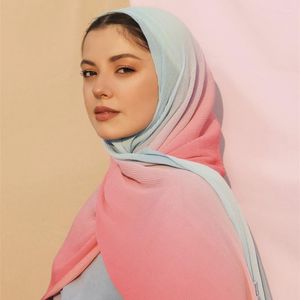 Écharpes froissées bicolores couleur bulle en mousseline de soie plissée châles solides bandeau plage Hijab été musulman enveloppes écharpe 10 piècesécharpes Kiml22