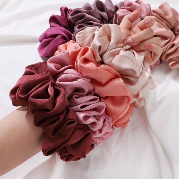 Foulards transfrontaliers couleur unie mat respirant Satin anneau de cheveux Base coiffure fleur foulard accessoires haute élastique L