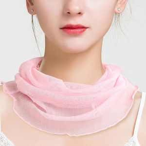 Foulards CSummer Pure Color Silk Mesh Head Foulard Tricot Sunscreen Petit