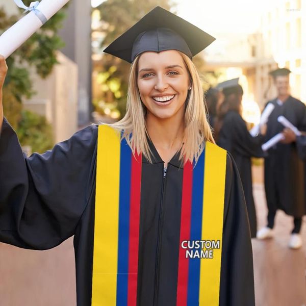 Foulards avec nom personnalisé, drapeau de la colombie, écharpe cool, ceinture de remise de diplôme, étole, étude internationale à l'étranger, accessoire de fête unisexe pour adultes