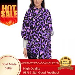 Foulards personnalisés Néon Violet et Rose Léopard Modèle sans couture Écharpe Femmes Mode Hiver Châle Wraps Animal Cheetah Gland