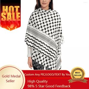 Foulards Personnalisé Palestinien Hatta Kufiya Folk Écharpe Wrap Pour Femmes Long Hiver Automne Chaud Gland Châle Unisexe Palestine Keffiyeh