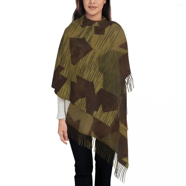 Foulards personnalisés imprimés allemands Splittertarn Camo Écharpe Hommes Femmes Hiver Chaud Militaire Armée Camouflage Châles Wraps