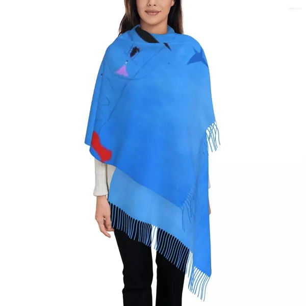 Foulards personnalisés imprimés peinture étoile bleue par Joan Miro écharpe hommes femmes hiver chaud art abstrait châle enveloppement