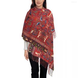 Foulards imprimés personnalisés arbre de vie Animal jardin persan Khorassan tapis écharpe femmes hommes hiver chaud turc oiseaux rouge châle Wrap