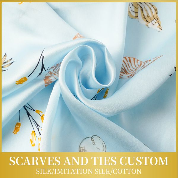 Foulards personnalisés foulards cravates tissu impression soie sergé Satin coton véritable mûrier impression numérique écharpe cadeau société 230904