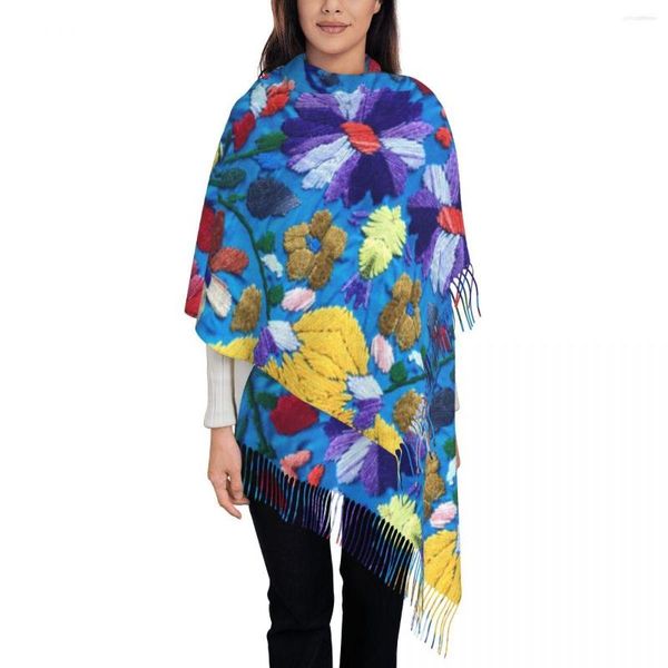 Écharpes personnalisées impression 3D rouge blanc fleurs mexicaines écharpe hommes femmes hiver chaud Textile Floral Art châles enveloppes