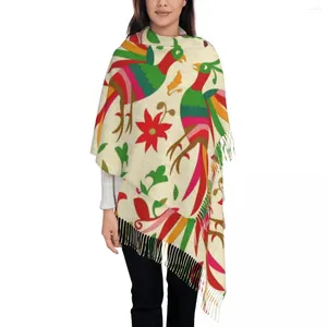 Foulards personnalisés imprimés Otomi oiseaux fleurs mexicaines broderie écharpe hommes femmes hiver automne folk texture florale châles enveloppes