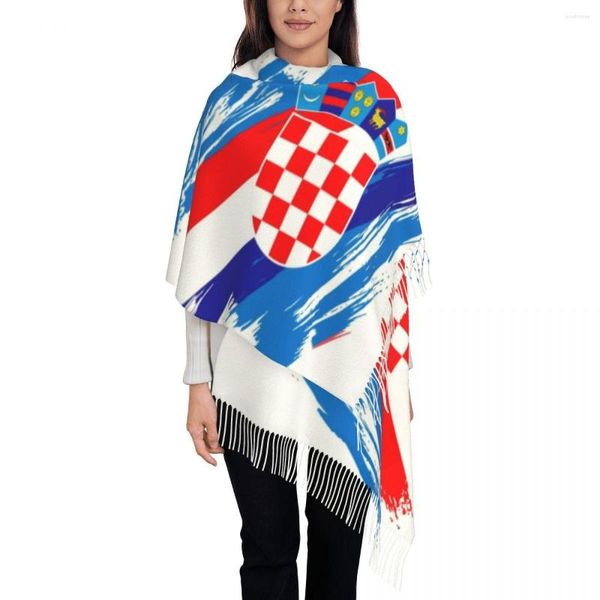 Écharpes personnalisées drapeau imprimé de la croatie écharpe hommes femmes hiver chaud croate patriotique fier châle Wrap