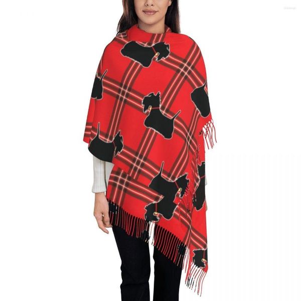 Bufandas Personalizadas Impreso Scottie Perros Bufanda Mujeres Hombres Invierno Cálido Mascota Perro Escocés Chales Abrigos