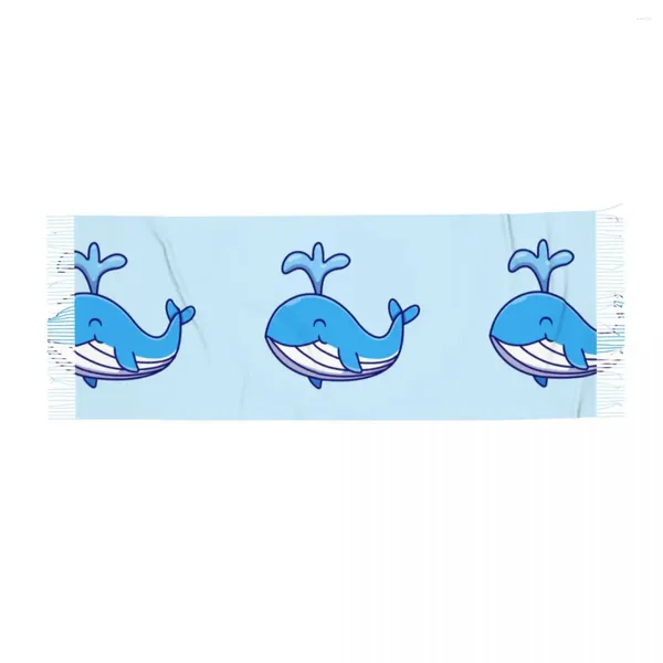 Foulards mignon baleine bleue hiver écharpe châles envelopper femmes hommes chaud Bufanda gland