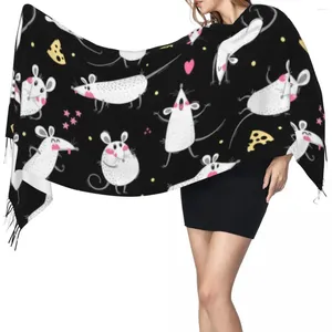 Foulards mignons rats drôles souris écharpe hiver long grand gland doux enveloppement pashmina