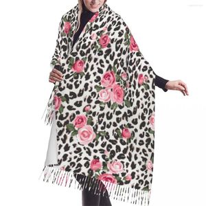 Sjaals Cute Rose Mix Leopard Pattern Winter Sjaal Shawls Wrap Dames Heren Warm Bufanda Tassel