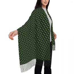 Bufandas lindas bufanda con estampado de chamrock con borla st patricks día cálido suave chal envoltura para hombres de diseño para mujeres