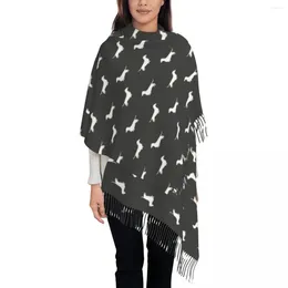 Foulards Teckel Wiener Chien Châle Wrap Pour Femmes Hiver Chaud Grande Écharpe Douce Animaux Pashminas Gland