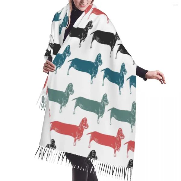 Bufandas Dachshunds Perros Largos Lindos Cachorros Bufanda Invierno Borla Grande Suave Abrigo Pashmina