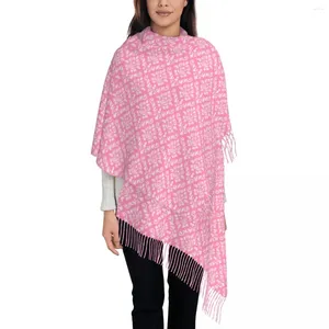 Sjaals damast barokke print sjaal unisex roze wit groot met tassel winter casual sjaals en wikkel warm zacht ontwerp bufanda