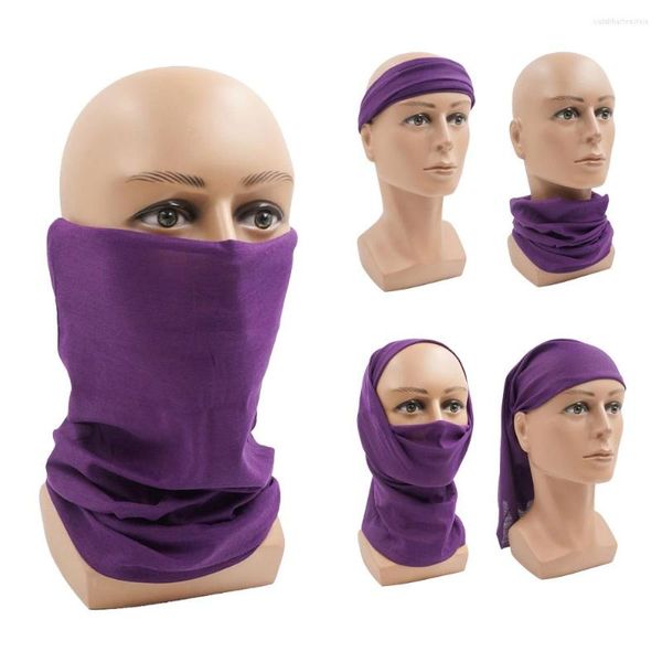 Foulards violet foncé couleur unie cache-cou femmes en plein air Bandana bandeau course cyclisme écharpe anti-poussière cagoule randonnée masque facial