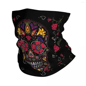 Foulards Day Of The Dead Sugar Skull Bandana Foncé Cache-Cou Imprimé Cagoules Masque Écharpe Multi-usage Cyclisme Équitation Unisexe Adulte