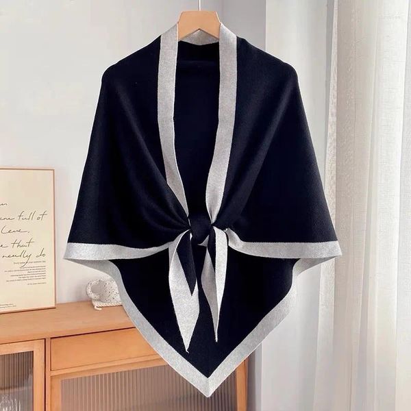 Écharpes délicate confort tricot grand écharpe triangulaire châle femmes printemps hiver massable cape cape enroulé enveloppe le manteau mode élégant