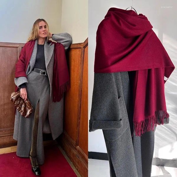 Foulards Design Bourgogne Rouge Cachemire Surdimensionné Châle Écharpe Poncho Pour Femmes Accessoires De Mode