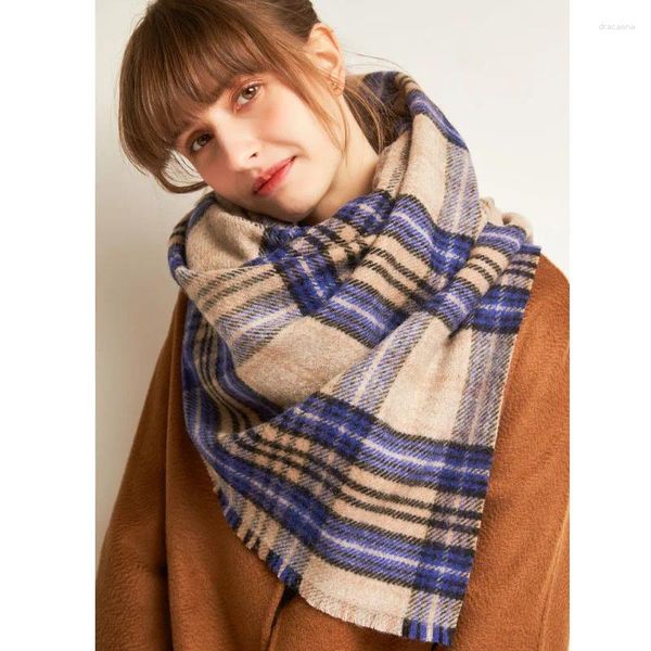 Foulards Design Couleur Plaid Laine Écharpe Surdimensionné Châle Pashmina Pour Femmes Et Hommes Garder Au Chaud