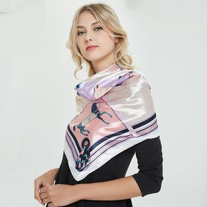 Foulards Designer 2022 printemps nouveau foulard en soie gros satin simulation soie femme 90cm enveloppe grande serviette carrée soavy violet accompagnement cadeau écharpes