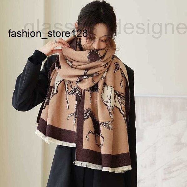 Foulards Designer Animal Imprimer Hiver Cachemire Écharpe Femmes Épais Chaud Châles Wraps Femelle Cheval Pashmina Couverture Cape ZJ8W RF46