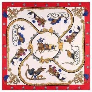 Foulards Foulard de créateur 130 * 130 cm Marque de luxe Sergé Soie Femmes Bandana Carré Écharpe Conception Chaîne Foulards Foulards Pour Dames Châles Wraps Echarpe 1S4V