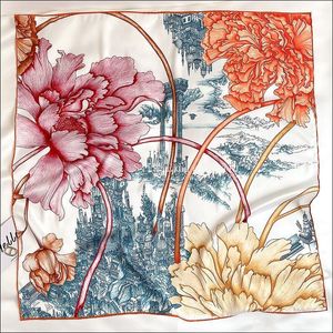 Foulards Designer Foulard En Soie Pour Femmes Foulard Roulé Manuel 90x90 Top Bandana Imprimé Foulard Femme Soie De Marque Luxe