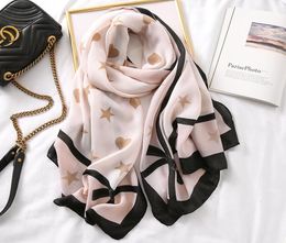 Diseñador de bufandas Star Heart Print Women Stole Bufand Buff Pink Grand Hijabvs para damas Spring Summer Wrap Diadema Foutard F5873737