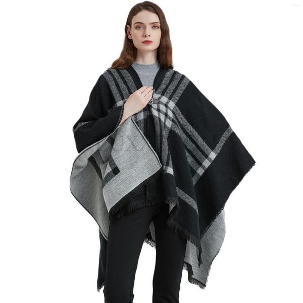 Bufandas de diseñador para mujer, capa de Poncho, cárdigan con frente abierto, chal, abrigo de Cachemira de punto, Ponchos de capa para primavera y otoño para mujer