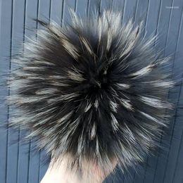 Bufandas DIY 13 cm 15 cm Pompón de piel de mapache real para bufanda de punto Otoño Invierno Genuino Fox Pom Hats ScarvesWraps