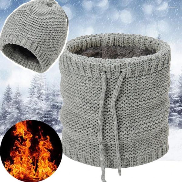 Écharpes Cordon Tricoté Anneau Écharpe Chapeaux Hiver Chaud Plus Polaire Chunky Câble Tricot Laine Snood Cou Chaud Collier Cercle