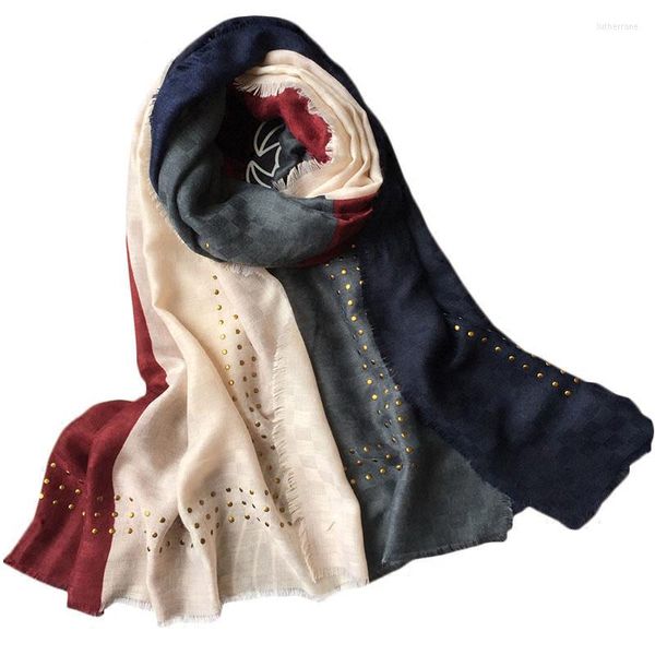 Bufandas gota algodón Patchwork diseño musulmán Hijab chales para mujer moda lentejuelas flecos bufanda larga estola mezclada