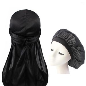 Bufandas Durags y gorros adecuados para hombres y mujeres, gorro Durag sedoso de cola larga para pareja, gorro de quimio cómodo