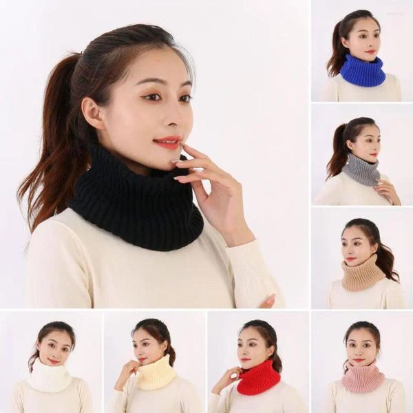 Bufandas Bufanda Elástica Invierno Acogedor Punto Para Mujeres Suave Cálido Color Sólido Calentador De Cuello Con Clima