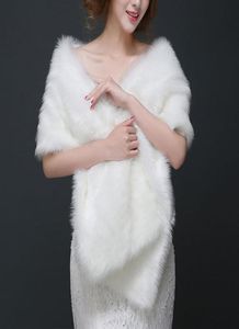 Sjaals elegant lang haar faux bont bruiloft sjaalstolen wrap cape voor vrouwen feest winter warme sjaals white1234309