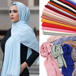 Scarves Elegant Modest Women Bubble Chiffon Solid Oversizes Muslim Head Scarf Ladies Shawl and Wrap Female Foulard Hijab Stoles 230907