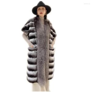 Craquins élégants Real Chinchilla Fur Scarf Femmes Long Cap Winter Femme Fouée chaude du châle durs enveloppe