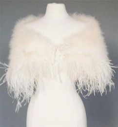 Bufandas Elegantes Capas de boda de plumas de avestruz reales Abrigos vintage y chales nupciales Vestido de mujer Poncho con Rabboon5931669
