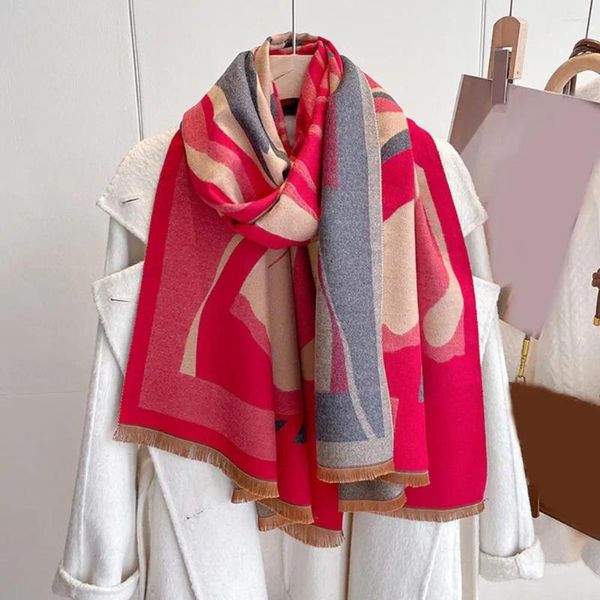 Écharpes Châle élégant polyvalent luxueux léger foulard d'hiver pour femme thermique coupe-vent colorblock large long pour le cou