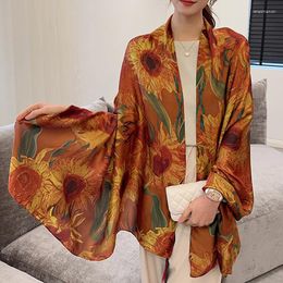 Lenços elegantes de seda com sensação de seda Cachecol feminino verão Quente Estampa de marca Estolas de praia Foulard Feminino Lenço de cabeça Hijab Xaile Wraps