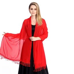 Bufandas elegantes para mujer, chales y chales de boda de gasa, vestido de noche sedoso liso transparente, chal para mujer, capas de fiesta blancas y rojas, encogimientos de hombros