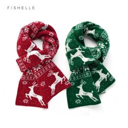 Bufandas Elk Snow Flower Bufanda de lana Invierno para mujer Bufandas rojas y verdes para hombres Regalo de año navideño bufandas para adultos 231128