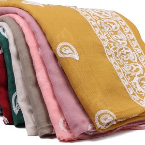 Sjaals borduurer katoen hijab sjaal bloemen sjaals moslimhoofdscarf wraps turbans 10 stcs/lot 10 colorscarves